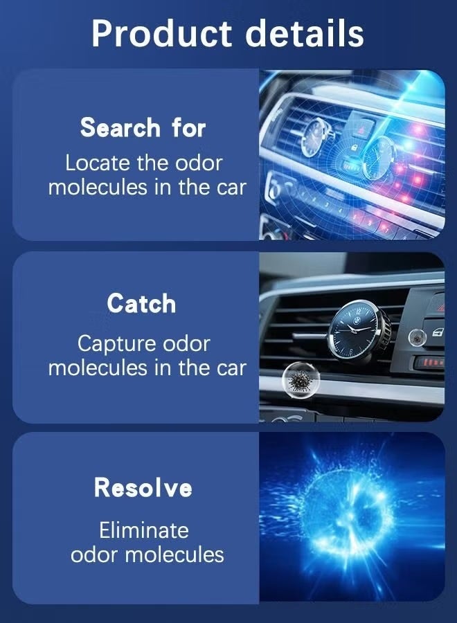 3-Scent Car Aromatherapy Diffuser with LED Clock - Vent Clip Air Freshener Kit,Decorative Fragrance System with Replaceable Slices for Car Interior - view 2